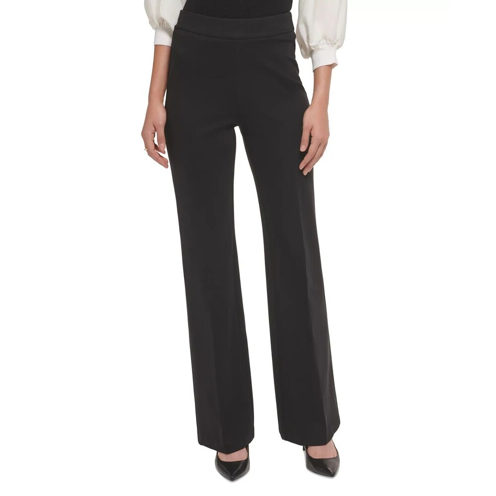 DKNY Women's Soft Ponte Knit High-Rise Stretch Pull-On Pants Rich Black XL